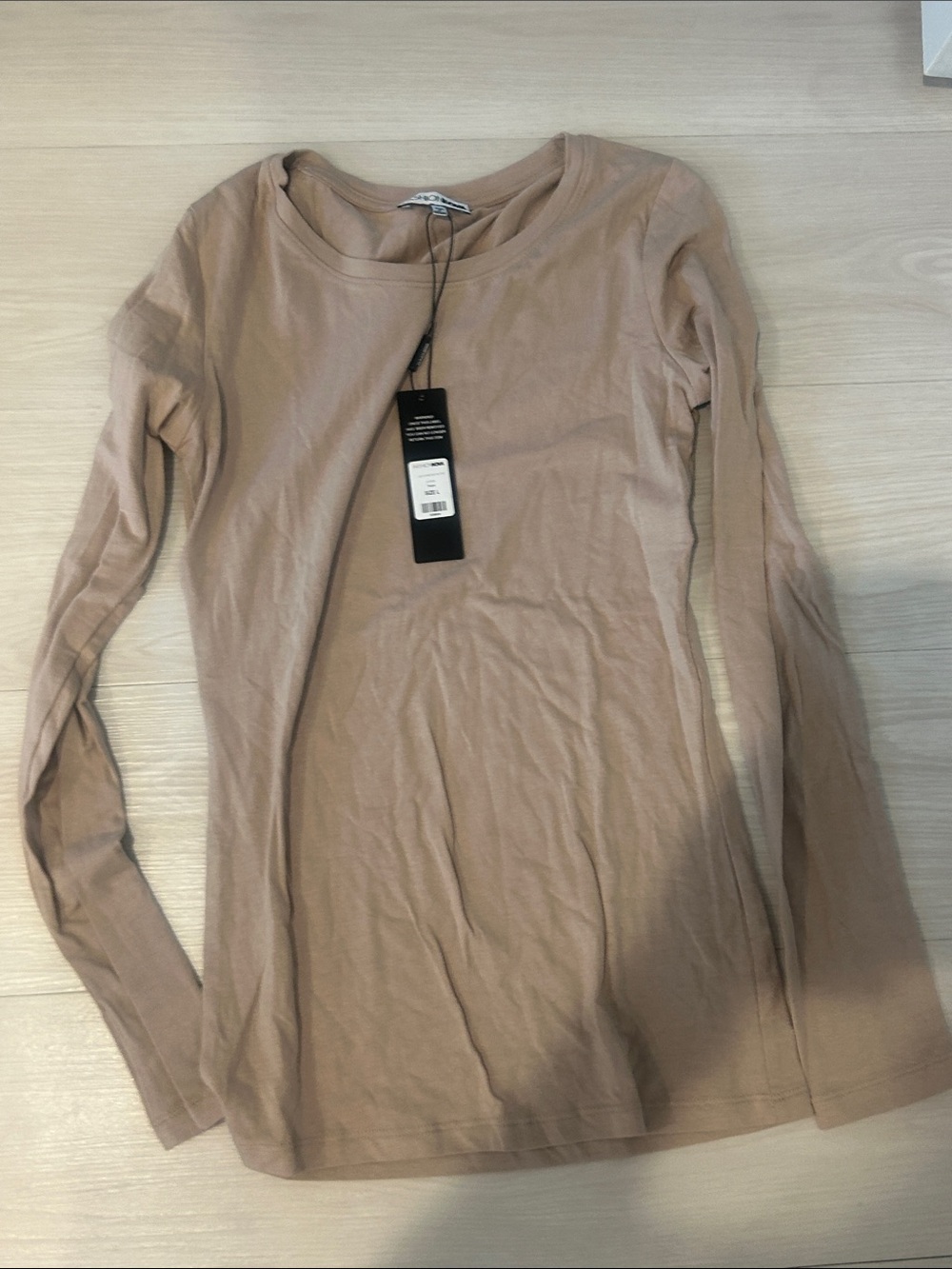 Fashion Nova Women's Long Sleeve Crewneck Top in Taupe